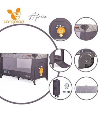 Сгъваема бебешка кошара за сън и игра Cangaroo Africa - Сива