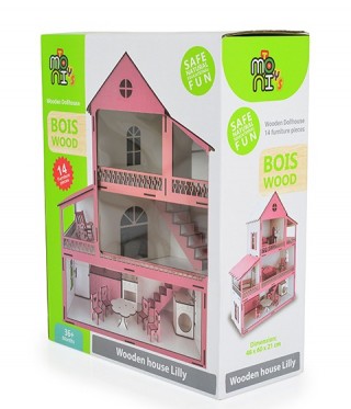 Дървена къща за кукли Moni Toys Lilly
