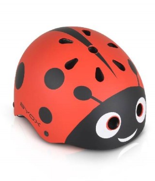 Детска каска за ролери и скейтборд BYOX Y09 Ladybug (48-54 cm) с LED светлина
