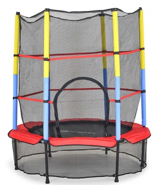 Батут BYOX 140cm (4.5ft) с вътрешна мрежа червен