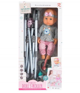 Кукла 36cm с количка и комплект за хранене 85868
